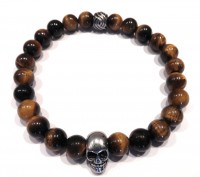BRACELET OEIL DE TIGRE TETE DE MORT